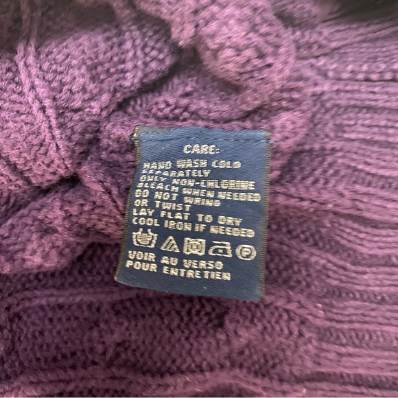 Ralph Lauren Sport Purple Cable Knit Sweater Medium - Picture 7 of 9